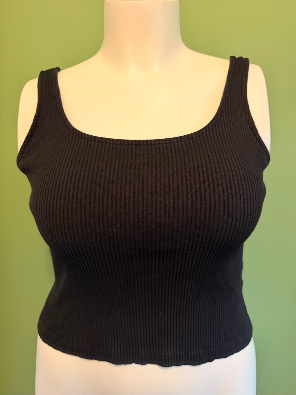 Blue Steel Basics Women's Black Ribbed Square Neck Tank Crop
